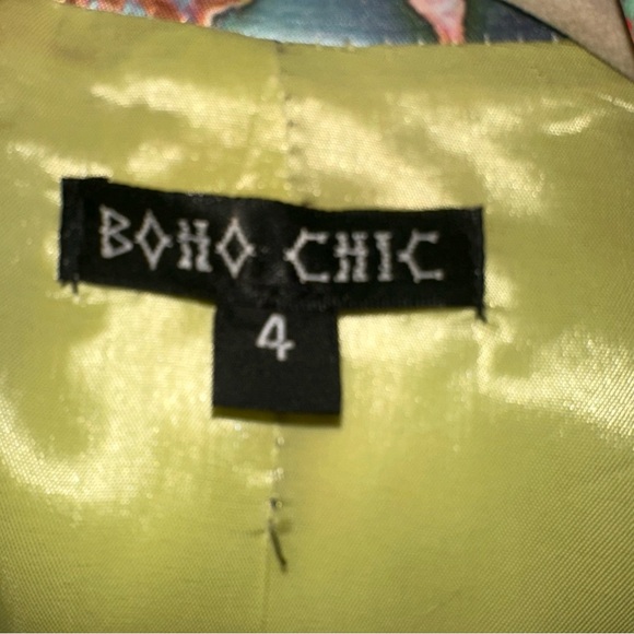 Satin Women's Floral Jean Jacket with Tweed Details Size 4 - Picture 3 of 5